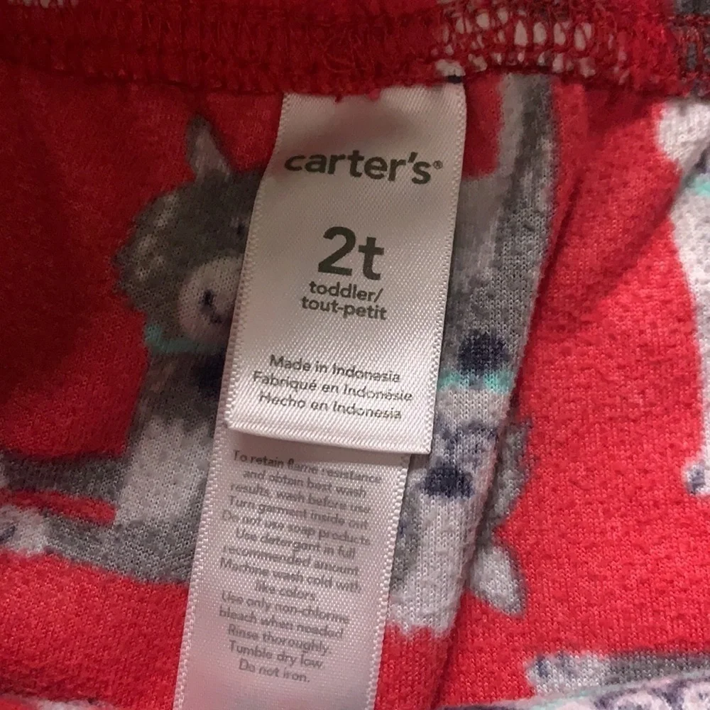 Carter’s toddler 2T red fleece puppy dog Print Pants unisex